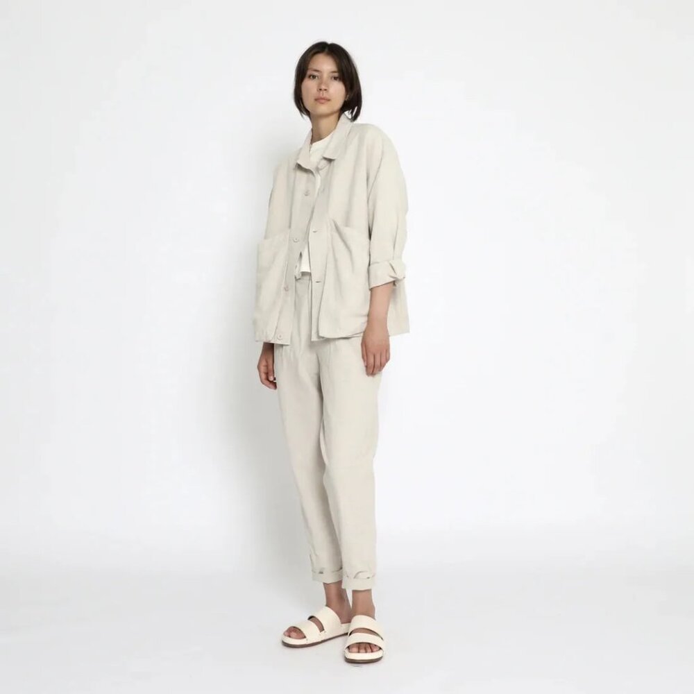 7115 by Szeki Linen Blend Cuffed Trouser Minimalist Neutral Quiet Luxury Natural